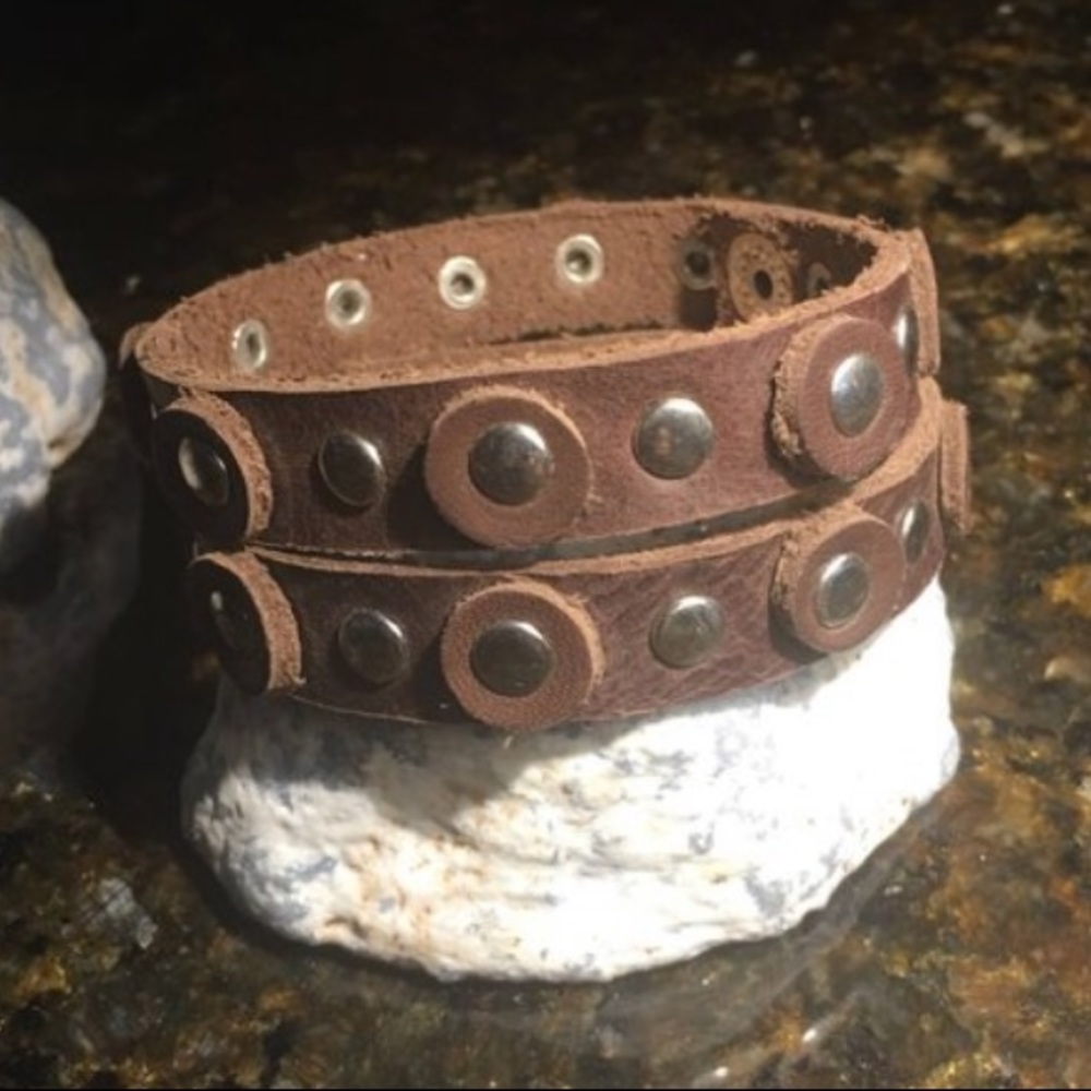 Genuine Leather Brown or Black Circle Punch Stud